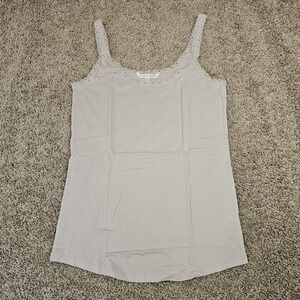 Victoria's Secret Gray Lace Trim Layering Tank Top Size M Y2K Coquette NEW